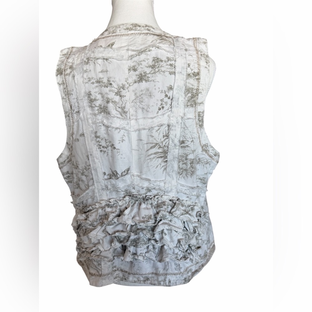 Anthropologie Hei Hei Floral Toile Ruffle Back Vest Size 12 - Picture 2 of 10